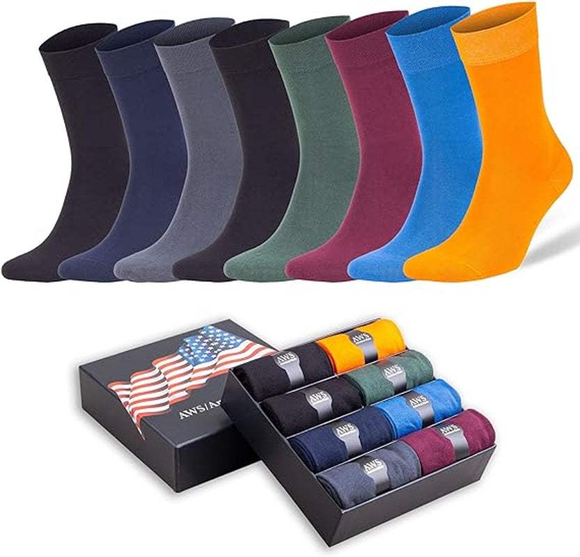 Men’S Bamboo Rayon Dress Socks 8 Pairs Assorted Colors Size 8-11.5 Soft Odor-Free Eco-Friendly