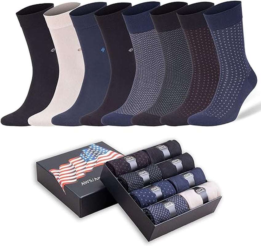 Men’S Bamboo Rayon Dress Socks 8 Pairs Assorted Colors Size 8-11.5 Soft Odor-Free Eco-Friendly