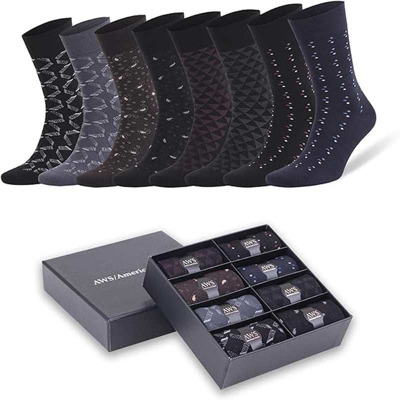 Men’S Bamboo Rayon Dress Socks 8 Pairs Assorted Colors Size 8-11.5 Soft Odor-Free Eco-Friendly
