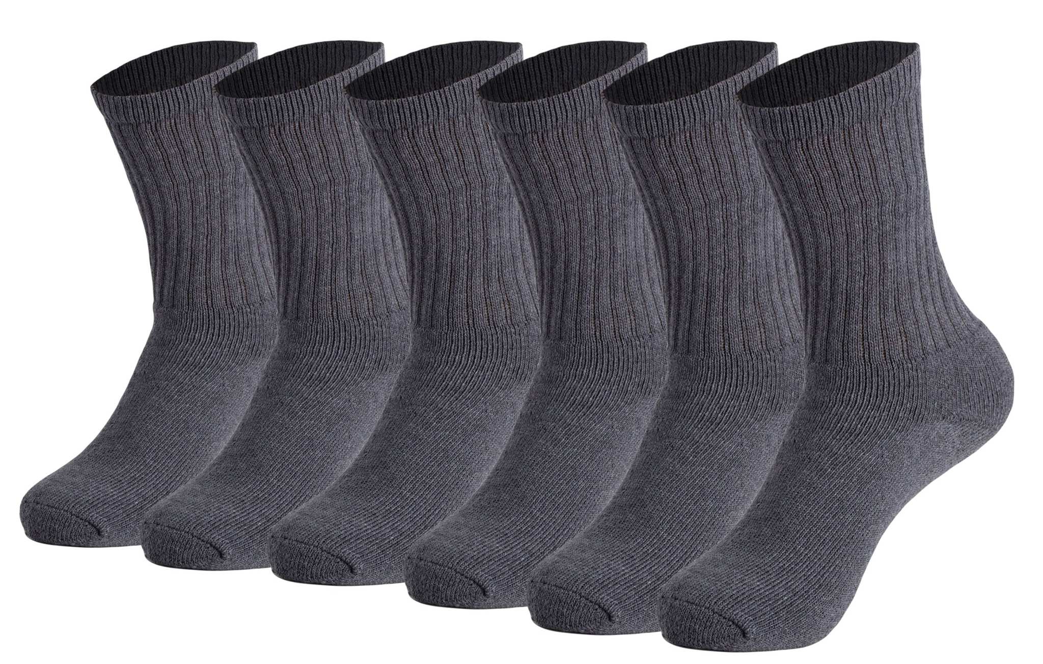 Men’s cotton crew socks set of 6 pairs, cushioned sole, breathable, and moisture-wicking for all-day comfort.