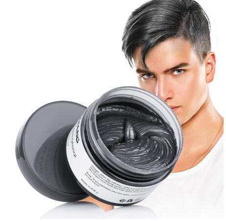 Mofajang Hair Wax 120g open jar with black wax and man styling hair