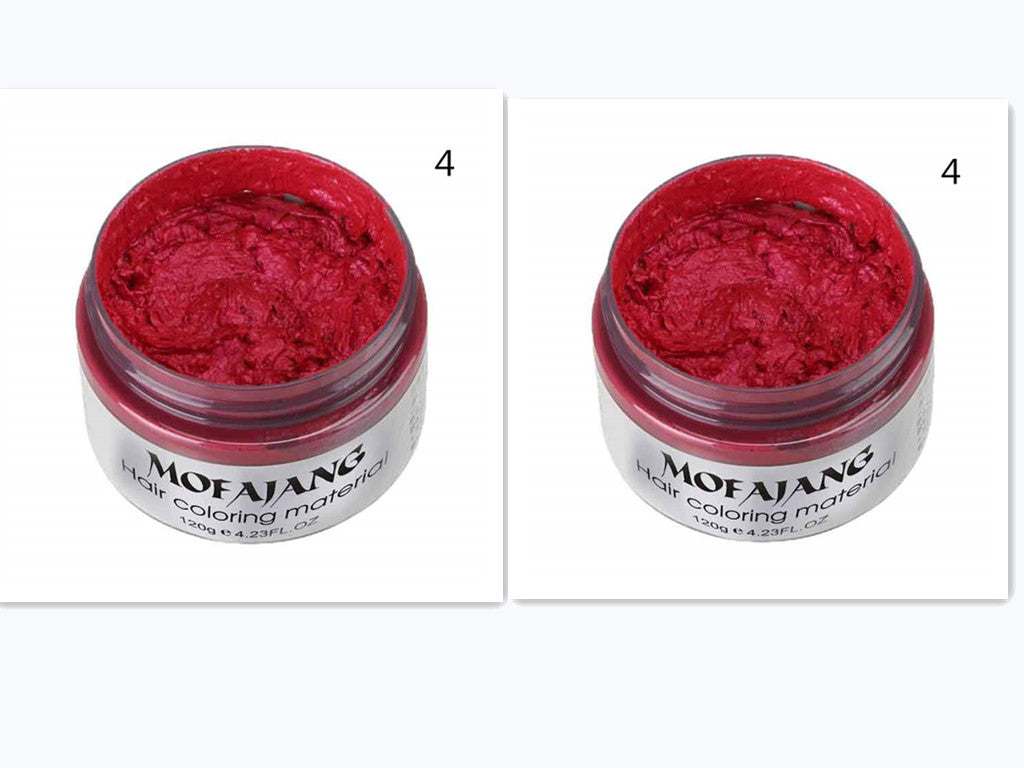 Mofajang Hair Wax 120g container with vibrant red hair coloring wax inside