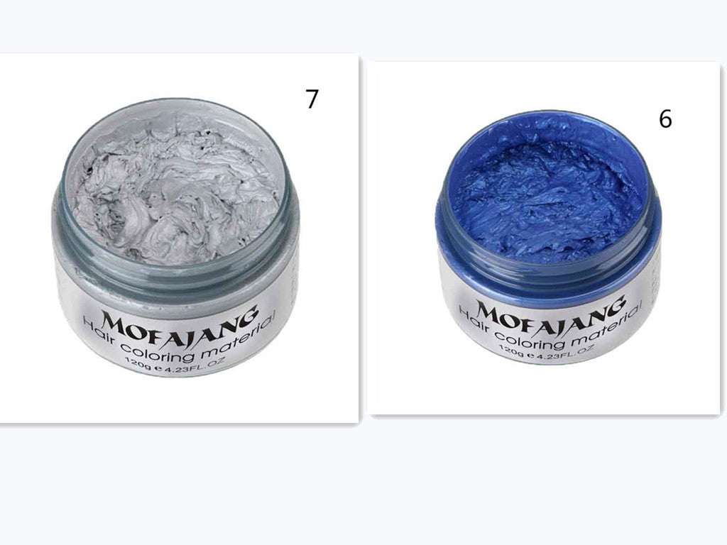 Mofajang Hair Wax 120g in gray and blue colors with natural ingredients for hair coloring