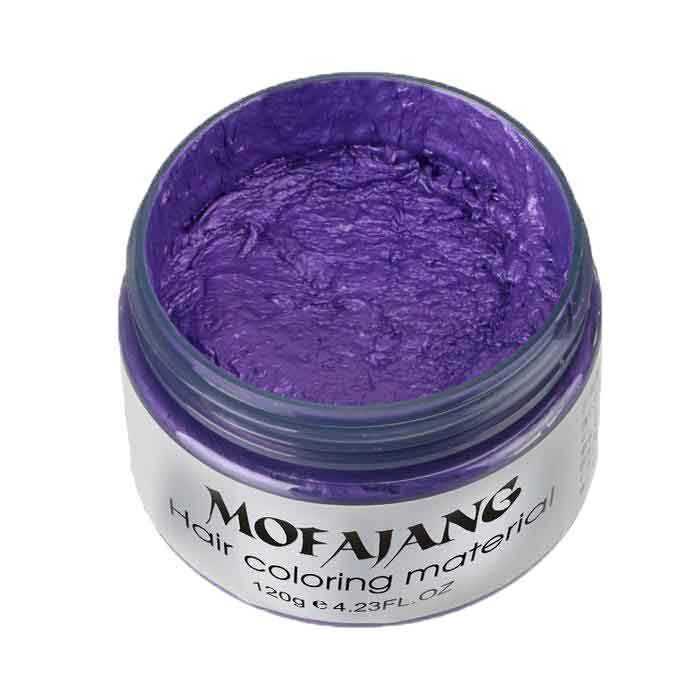Mofajang Hair Wax 120g purple hair coloring material in open jar showing texture