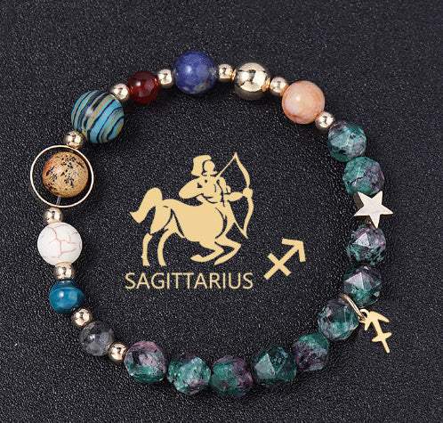 Natural stone Sagittarius constellation bracelet with colorful beads and zodiac charm