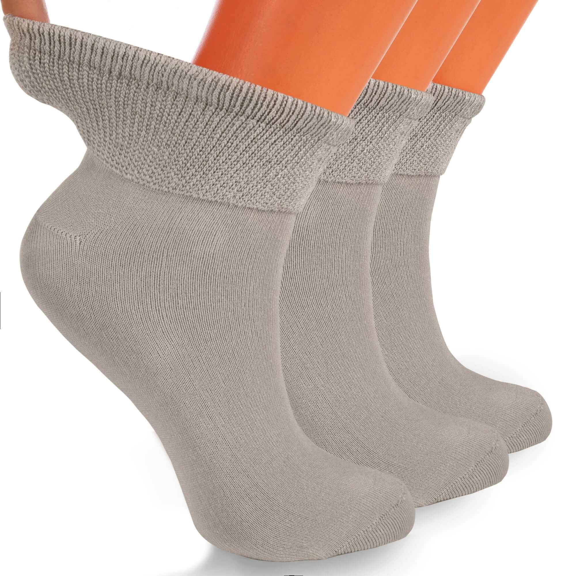 Non-Binding Diabetic Ankle Socks – 3 Pair Pack, Moisture-Wicking Cotton (Unisex for Men & Women)