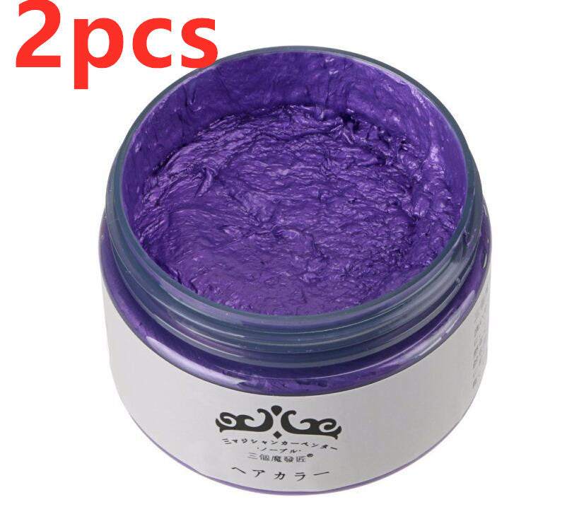 Purple hair color wax in a jar for one-time hair dye, 2 pieces
