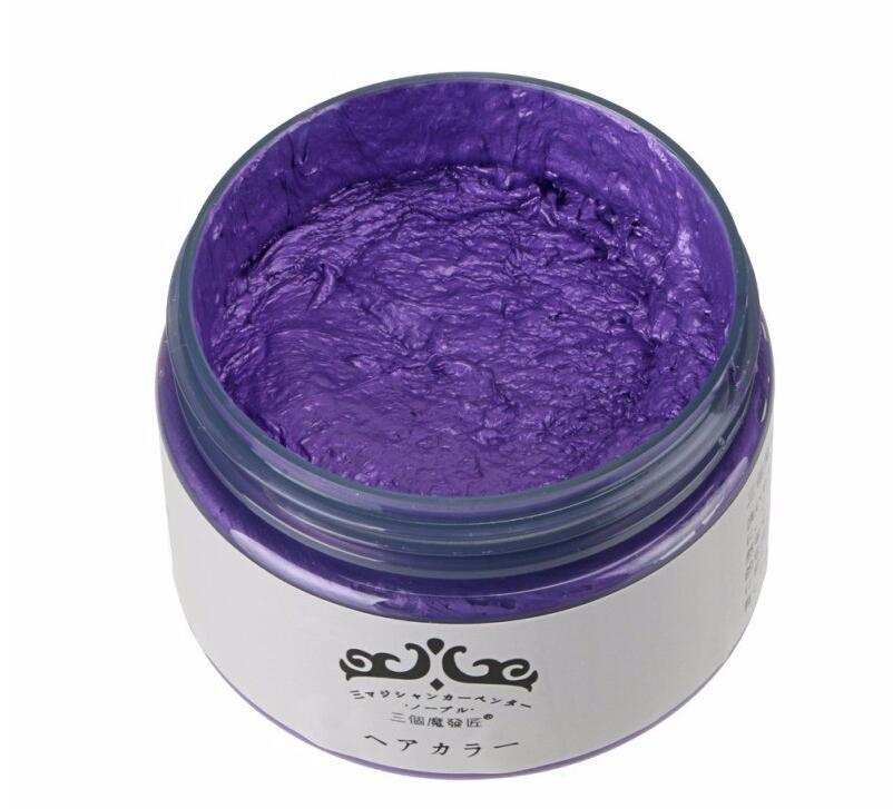 Purple hair color wax in open container for one-time hair dye