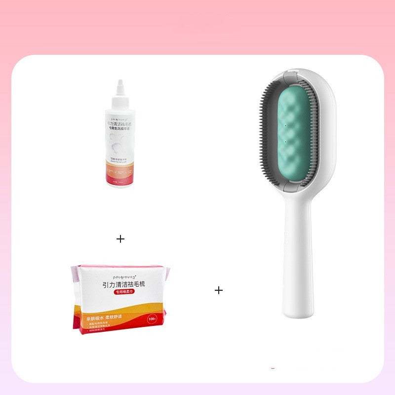 Pet hair remover floating hair comb with ABS silicone, included essence bottle and cleaning napkin for pet grooming