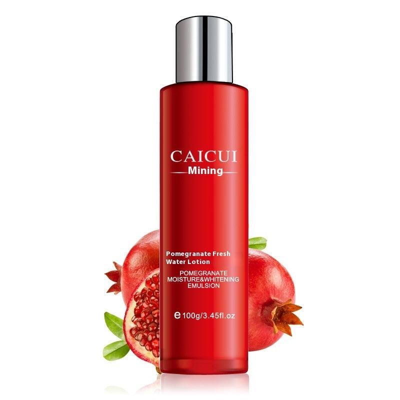 Pomegranate Set moisturizing cosmetics with fresh water lotion and pomegranate fruit background