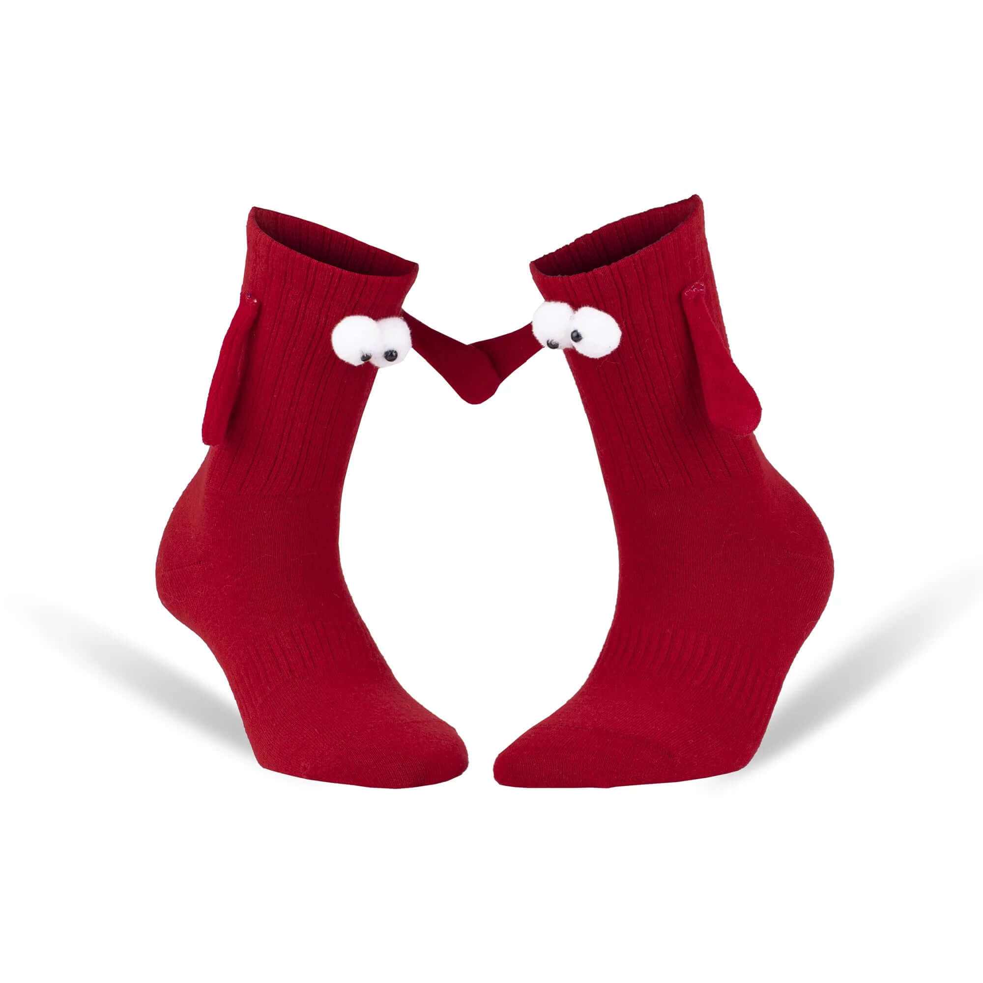 Red Magnetic Couple Socks with Holding Hands – 1 Pair, Soft Cotton, Romantic Valentine’S Gift, Unisex, Shoe Size 5-10