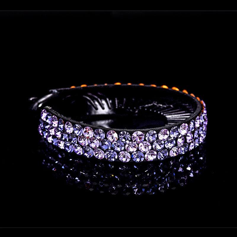 Black rhinestones hair claw decorated with sparkling clear rhinestones