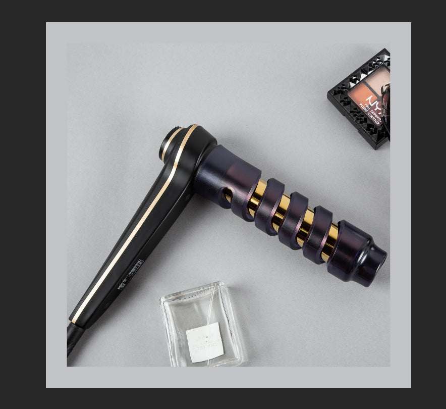 Salon Results Multi-Function Hair Curler with ceramic coated heating tube and 360-degree rotating power cord in black and gold design
