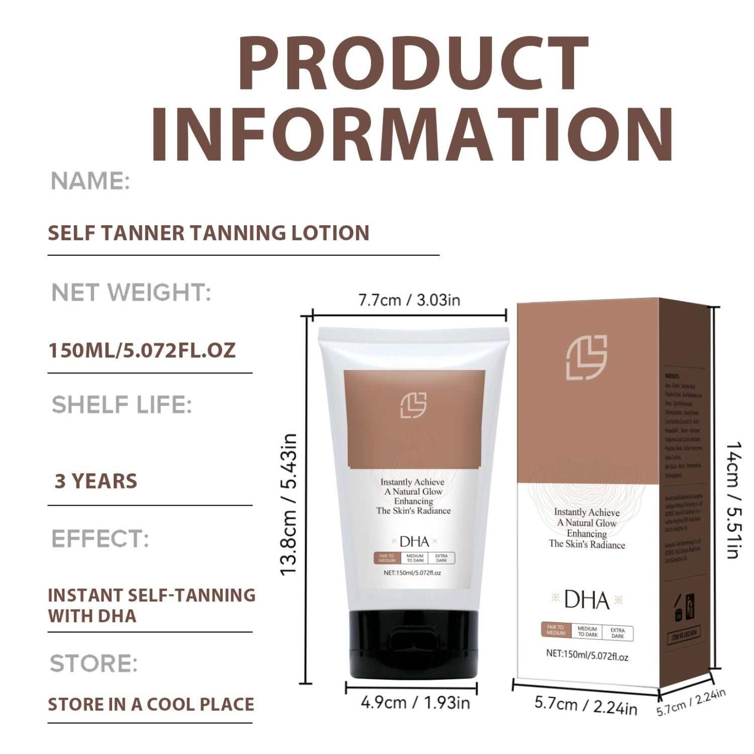Cosmetics Universal Body Black Lotion 150ml self-tanning lotion with DHA for instant tanning and natural glow