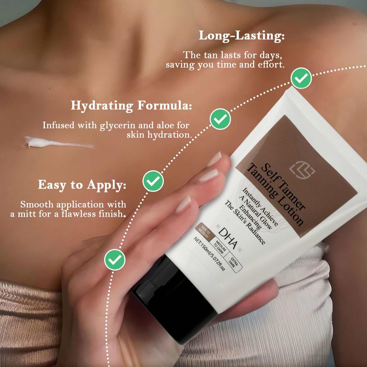 Cosmetics Universal Body Black Lotion 150ml hydrating self-tanning lotion for smooth long-lasting skin tan