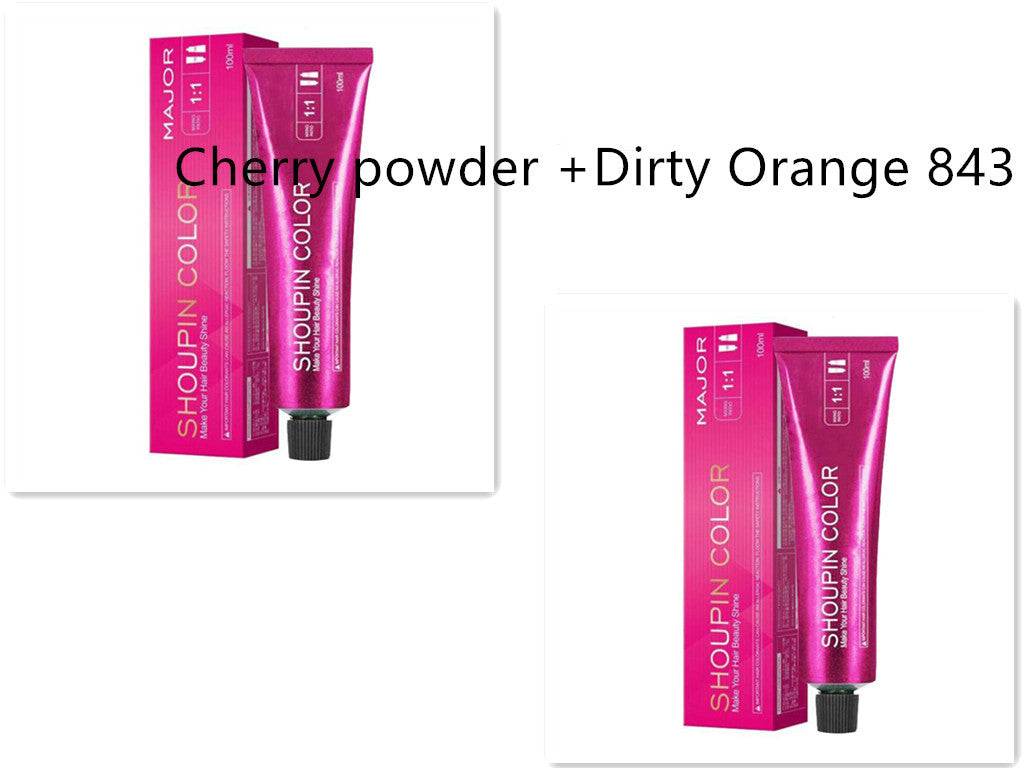ammonia-free formula natural hair dye cherry powder and dirty orange 843 color cream tube with box