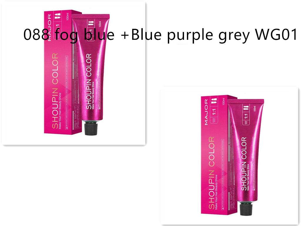 Ammonia-free formula natural hair dye tube and packaging in fog blue and blue purple grey color WG01