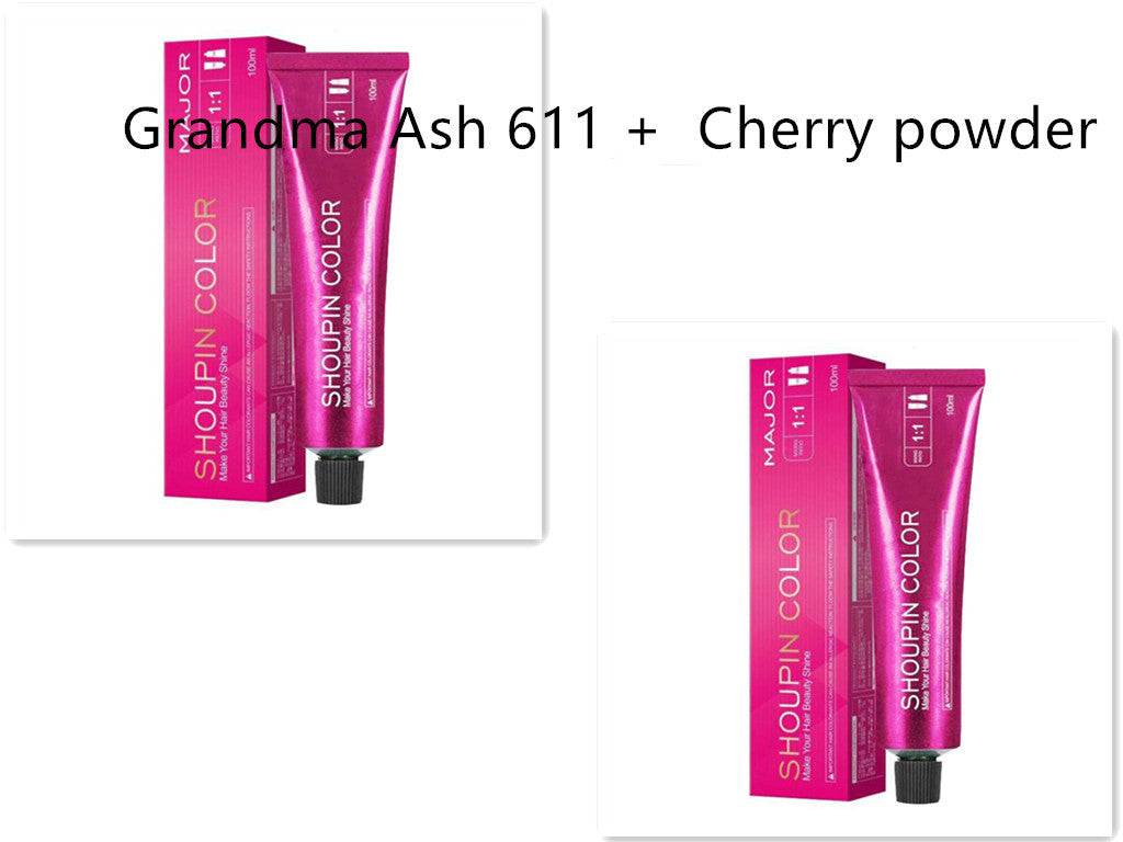 Ammonia-free formula natural hair dye tube and packaging in pink for Grandma Ash 611 and Cherry Powder colors