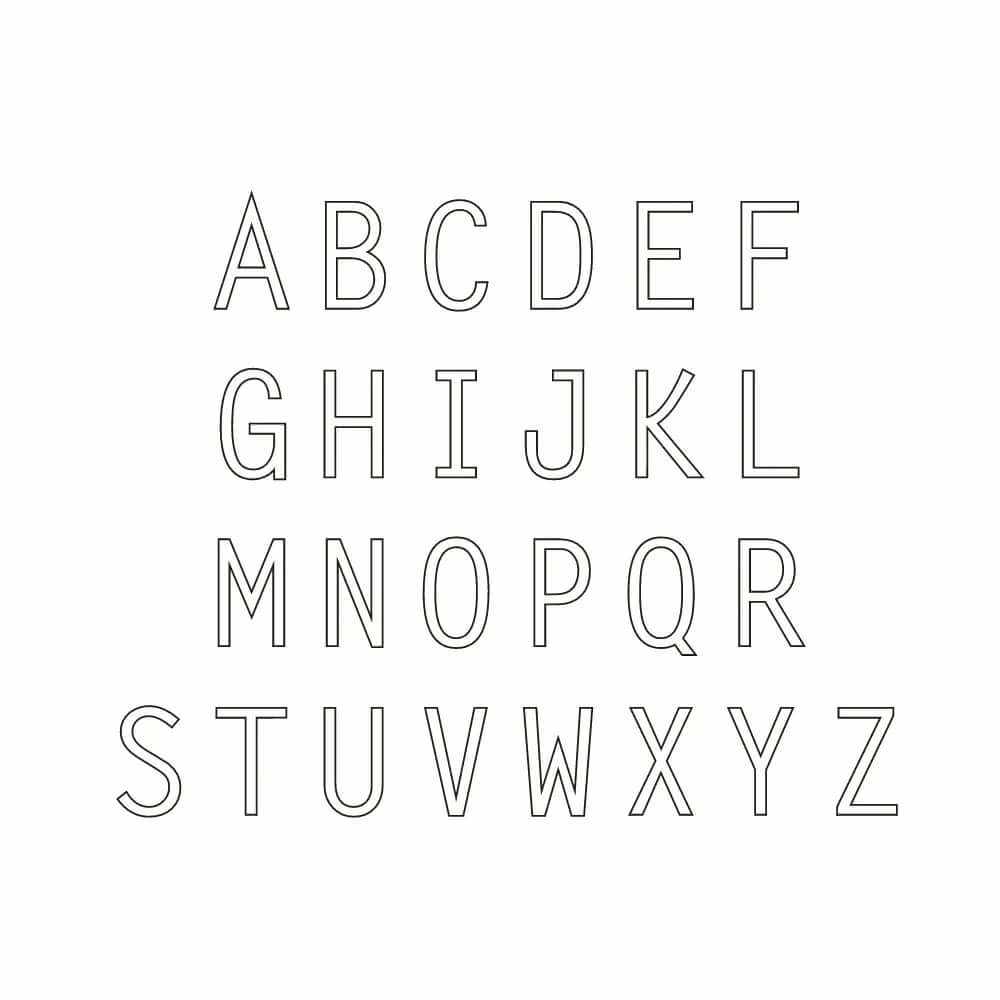 Alphabet letters A to Z in uppercase outline style, used for personalization in jewelry designs.