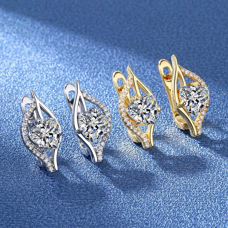 Simple and stylish silver plated earrings with crystal accents in white gold and 18K gold colors