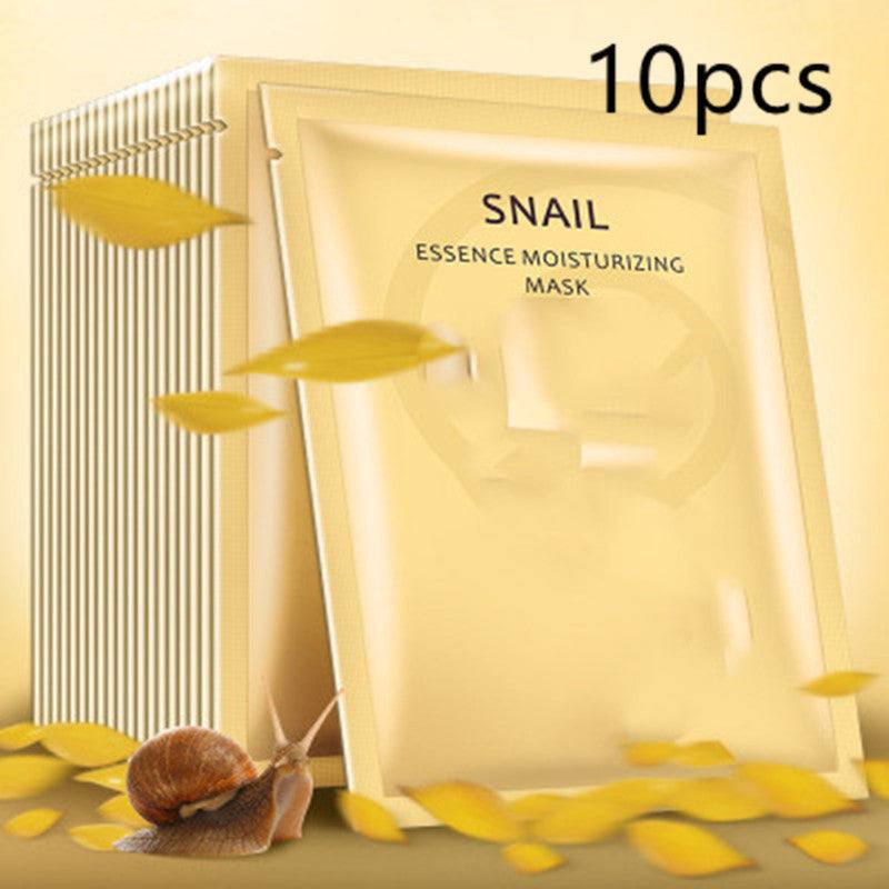Snail Moisturizing Whitening Mask gold tear-type packaging with snail and yellow petals