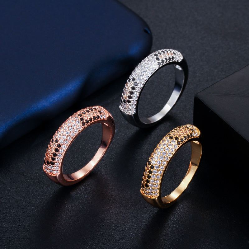 Sparkling rhinestone zircon fashion rings in rose gold, platinum, and gold finishes