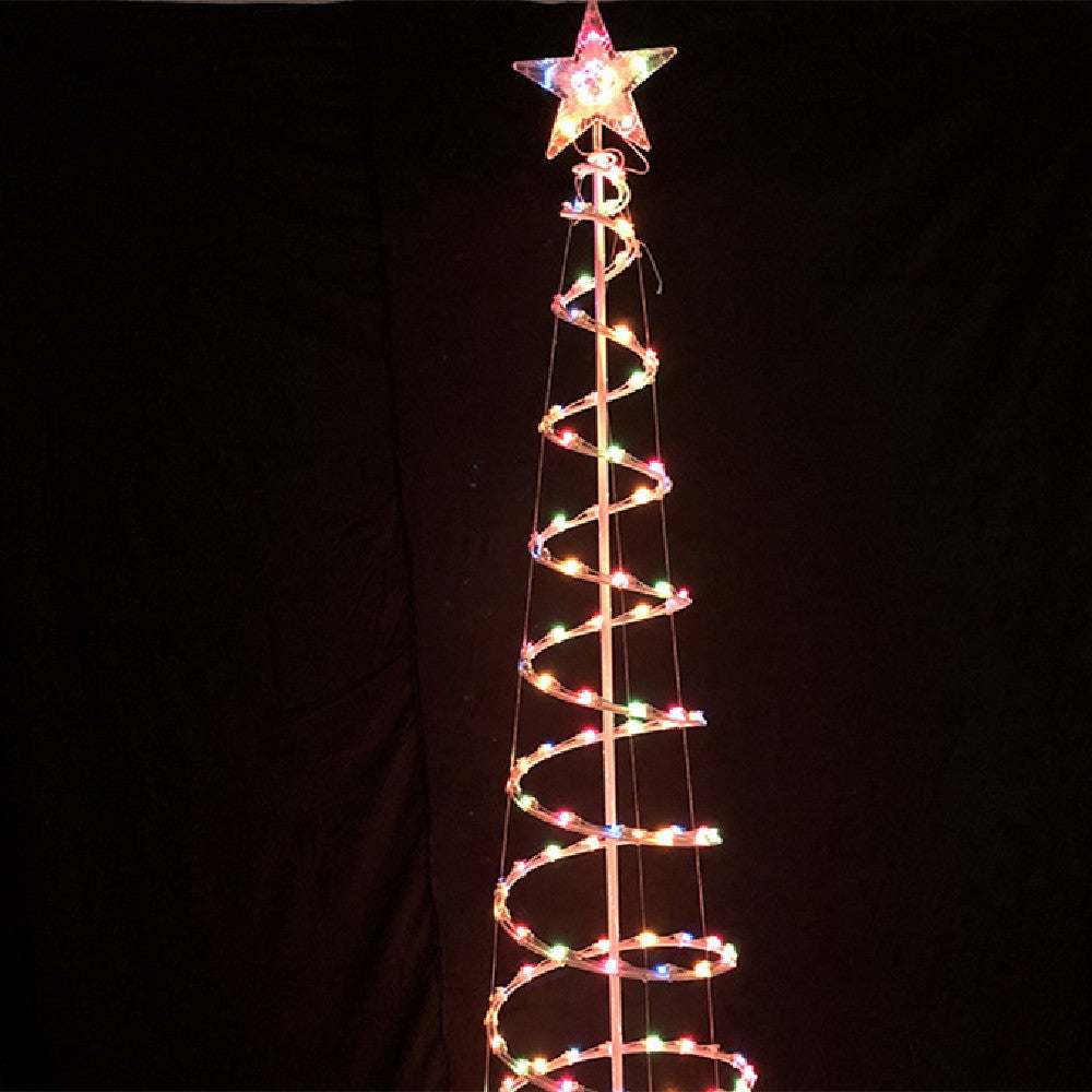 Colorful spiral Christmas tree lights decorated with a star on top, perfect for holiday decorations.