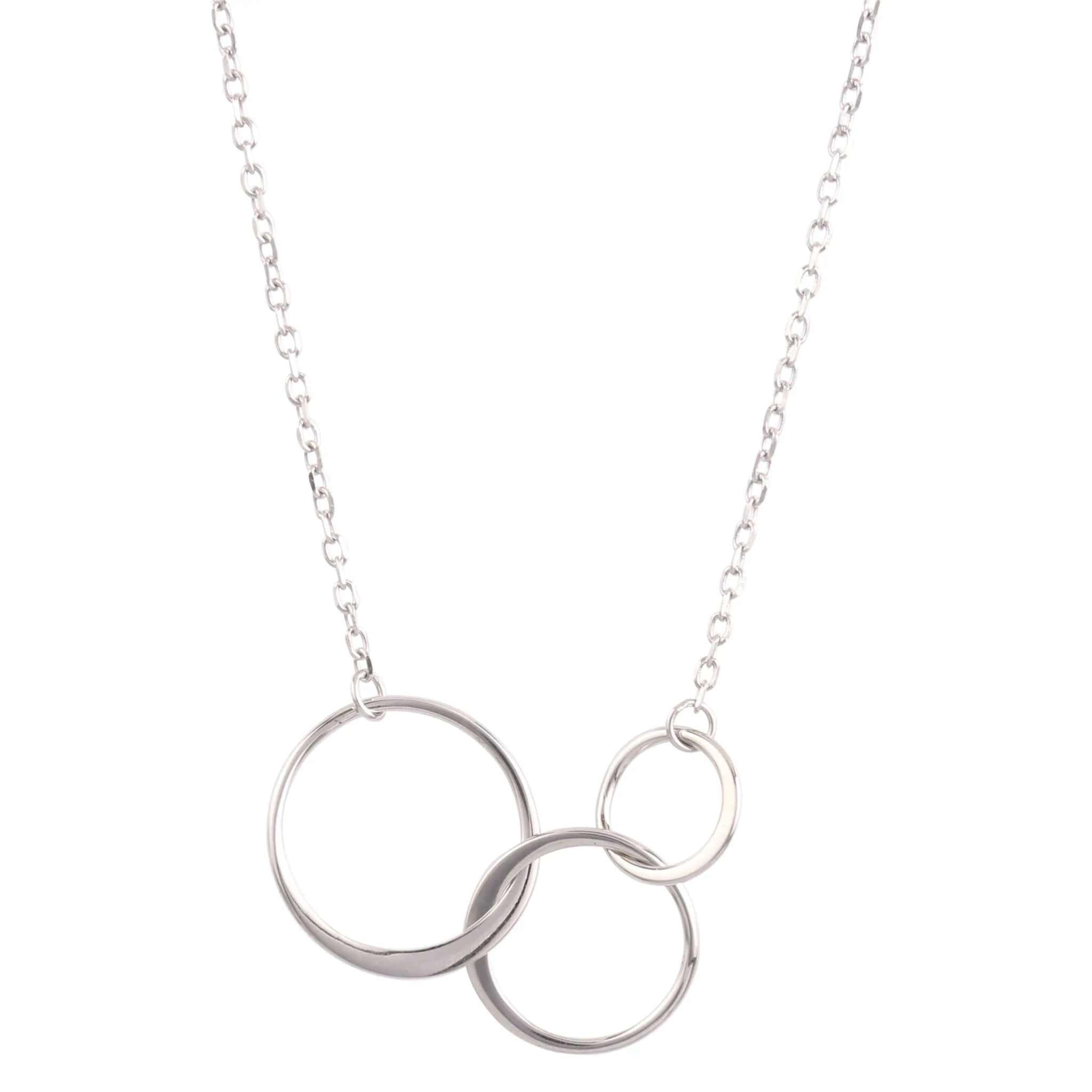 Three Circle Interlocking Pendant Necklace in 925 Sterling Silver, elegant and timeless jewelry piece.