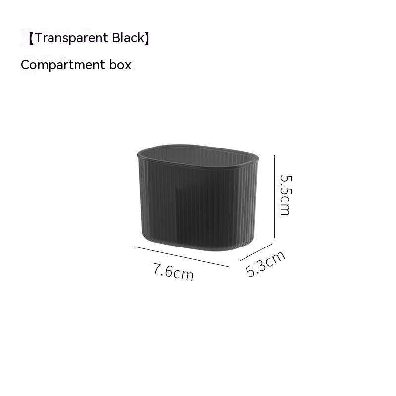 Waterproof and spacious transparent black makeup storage box with compartments, 7.6x5.3x5.5 cm