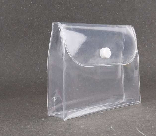 Transparent waterproof cosmetics travel kit bag with snap closure