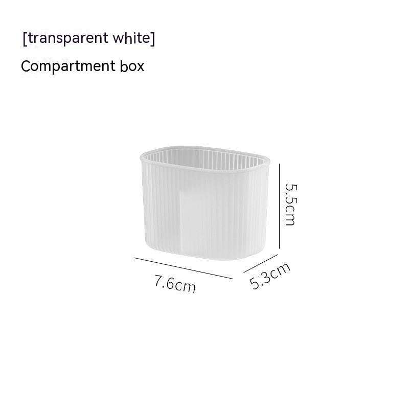 Transparent white waterproof and spacious makeup storage box with compartments, 7.6x5.3x5.5 cm size
