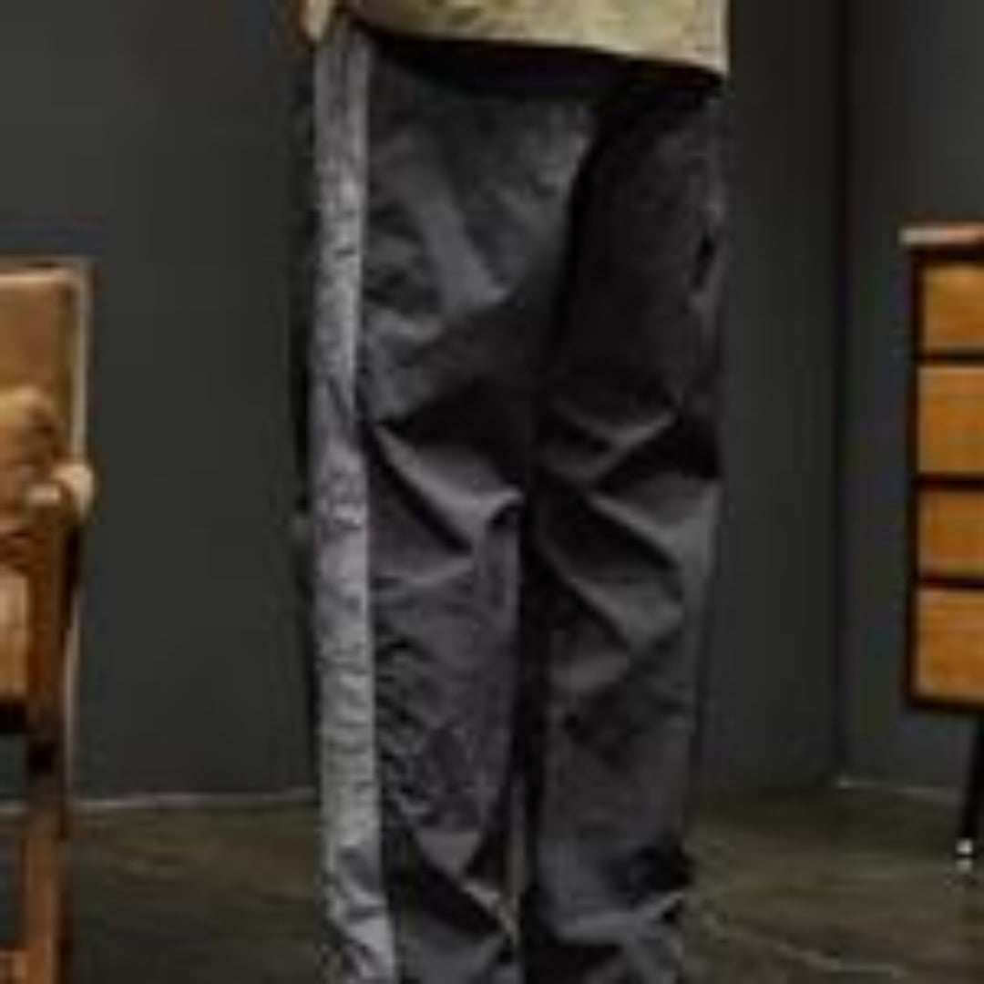men's trendy casual black pants with grey side stripe stylish and comfortable design