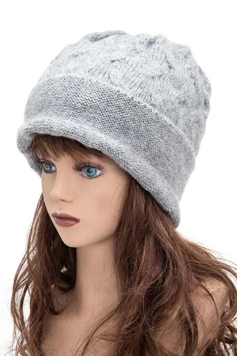 Unisex slouchy fit soft knit beanie in gray, ideal cozy winter accessory for men and women.