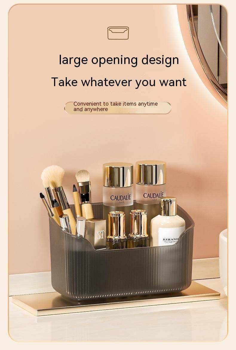 waterproof spacious makeup storage box with large opening design holding cosmetics and brushes