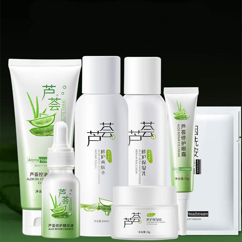 Women's Fashion Moisturizing Aloe Vera Skin Care Cosmetics Set with Hydrating and Pore Shrinking Ingredients